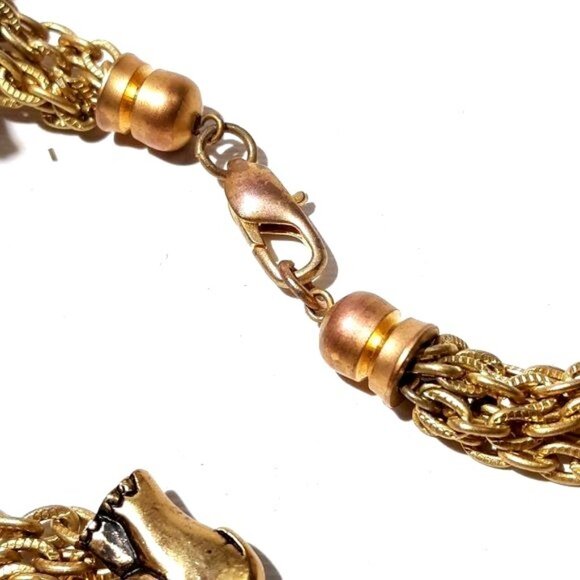 Multi 5 Strand Chain Elephant Necklace Gold-tone Choker Collar - Picture 5 of 5